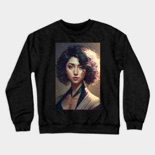 Effortlessly Beautiful: The Allure of a Girl with Short Wavy Hair Crewneck Sweatshirt